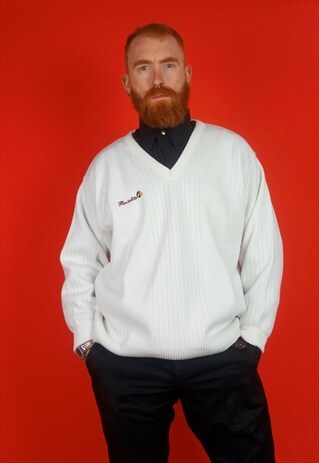 VINTAGE WHITE CRICKET JUMPER