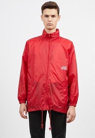 VINTAGE RED WINDBREAKER RAIN JACKET