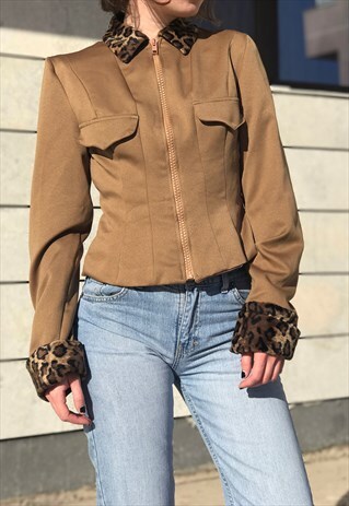 MADE IN ITALY ANIMAL PRINT FAUX FUR JACKET