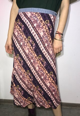 VINTAGE 90' BEAUTIFUL COOL FLOWER PRINTED SUMMER SKIRT