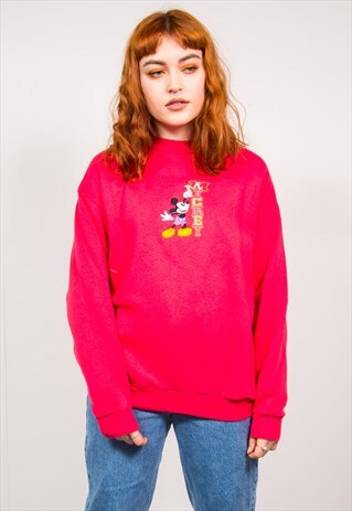 MICKEY MOUSE VINTAGE 90'S HOT PINK SWEATSHIRT