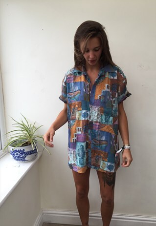 CRAZY PATTERN OVERSIZED RETRO VINTAGE UNISEX FESTIVAL SHIRT