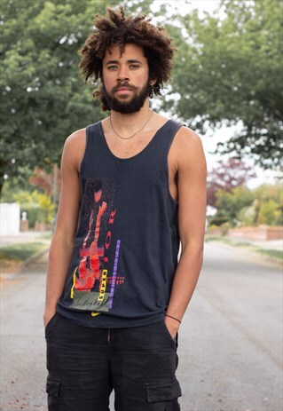 VINTAGE 80S NIKE LOGO VEST IN BLACK AND MULTI COLOUR