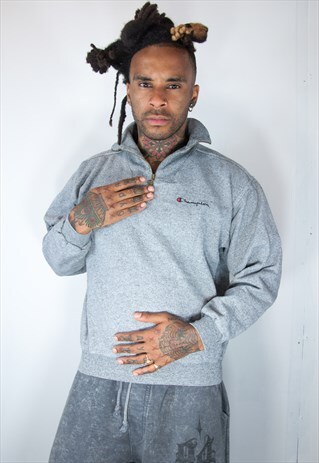 CHAMPION GREY ZIP VINTAGE SWEATSHIRT