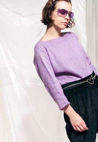 VINTAGE KNIT JUMPER Y2K MILLENNIAL PASTEL PURPLE SWEATER