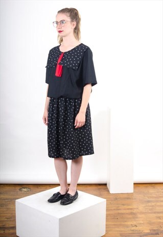 NAUTICAL GRAPHIC DRESS / SHORT SLEEVE BLACK DRESS