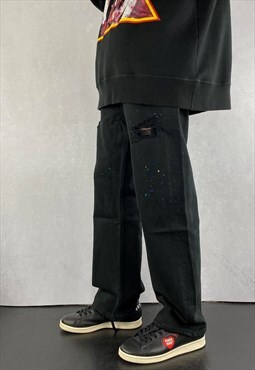 Black Levis 501 Baggy Paint Distressed Jeans 38 x 32
