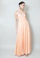 FRANK USHER 1970'S PEACH GRECIAN DRESS LADIES VINTAGE MAXI