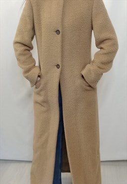 90's Vintage Gabriele Strehle Coat Tan Wool