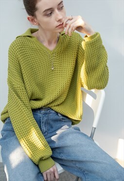 Women's Colorblock V-Neck POLO Knit Sweater SS2022 VOL.4