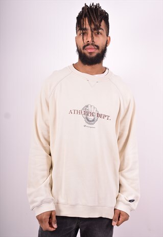 CHAMPION MENS VINTAGE SWEATSHIRT JUMPER XL WHITE 90'S