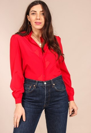 VINTAGE 70S BLOUSE IN RED