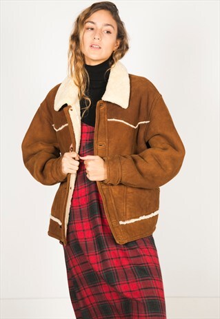 VINTAGE 80S WINTER SHEEPSKIN COAT / R086