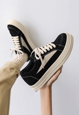 Chunky skater shoes platform sneakers grunge canvas in black