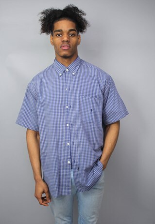 VINTAGE POLO RALPH LAUREN BLUE HALF SLEEVE SHIRT