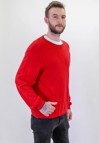 VINTAGE CHAPS SWEATER IN RED LARGE