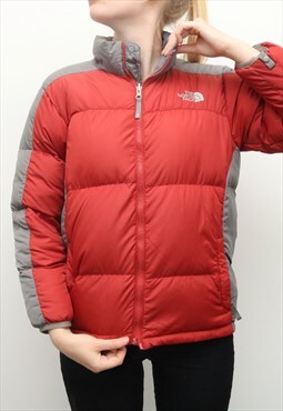 Vintage The North Face - Red and Grey 550 Puffer Jacket - Sm