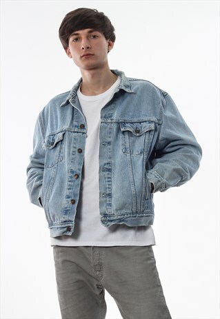 VINTAGE LEVIS DISTRESSED TRUCKER 90S BLUE DENIM JEANS