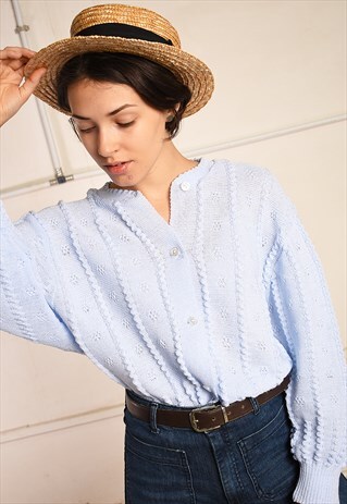 80'S RETRO PARIS CHIC KNIT PASTEL CARDIGAN TOP