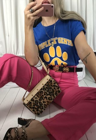 VINTAGE Y2K BLUE & YELLOW AMERICAN COLLEGE VARSITY T-SHIRT