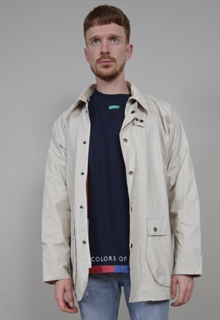 VINTAGE DESIGNER CORDUROY COLLAR BEIGE WATERPROOF JACKET
