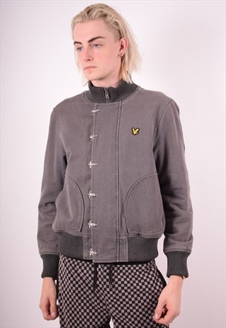 LYLE & SCOTT MENS VINTAGE BOMBER JACKET SMALL GREY 90S