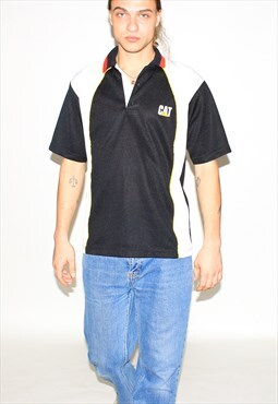 Vintage 90s sporty polo shirt in black / white