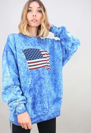 VINTAGE OVERSIZED AMERICAN FLAG SWEATSHIRT
