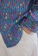 VINTAGE 80'S BLUE ABSTRACT PRINT PUFF SLEEVED BLOUSE