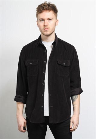 VINTAGE CORDUROY CORD SHIRT BLACK