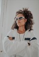 Y2K STYLE SILVER FRAME SPORT WRAP AROUND SUNGLASSES