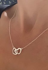 Sterling Silver Double Heart Minimalist Necklace