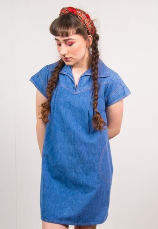 VINTAGE 90'S BLUE DENIM DRESS