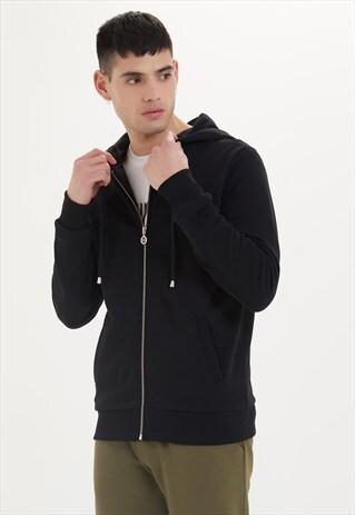 ESSENTIALS ZIP HOODIE IN BLACK