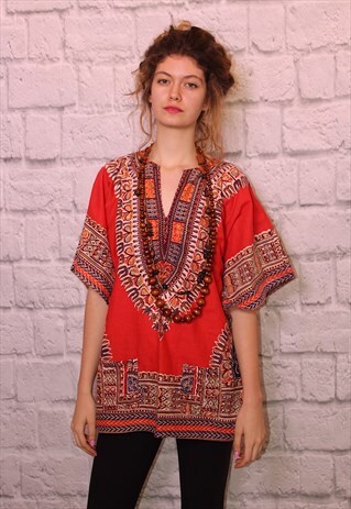 FESTIVAL TUNIC WITH AFRICAN PRINT.