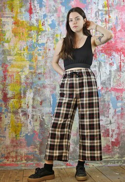 Cropped Trousers in Beige Check