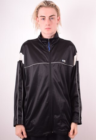 LOTTO MENS VINTAGE TRACKSUIT TOP JACKET XXL BLACK 90S