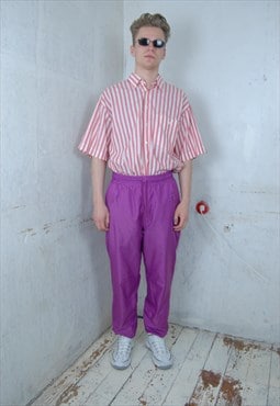 Vintage 80's disco festival bright slip trousers in purple