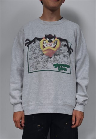 VINTAGE 90S LOONEY TUNES TWEETY BIRD SWEATSHIRT GREY WARNER