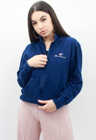 90'S RETRO BLUE ZIP SOFT JACKET