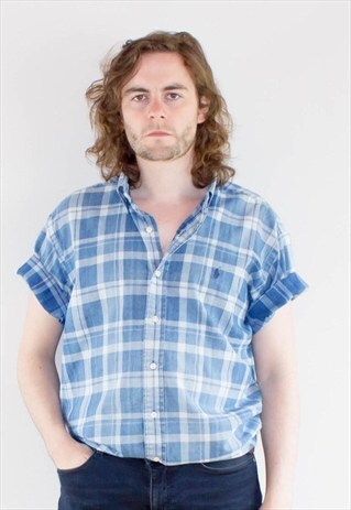 VINTAGE 90'S BLUE CHECK RALPH LAUREN SUMMER SHIRT