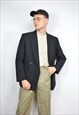 Vintage black classic 80's wool suit blazer