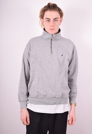 NAUTICA MENS VINTAGE SWEATSHIRT JUMPER MEDIUM GREY 90'S