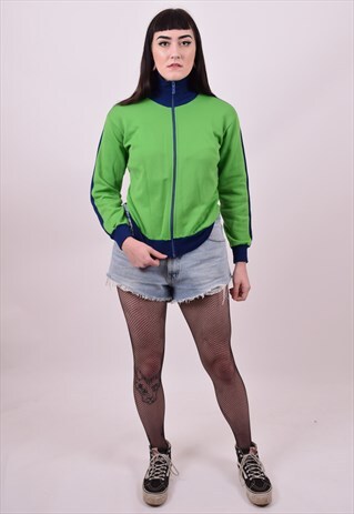 VINTAGE 70'S GREEN MOD TRACK TOP UNISEX SIZE SMALL.