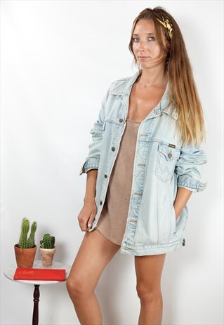 VINTAGE WRANGLER DENIM JEAN TRUCKER OVERSIZE JACKET WOMEN