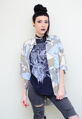 VINTAGE 90'S ABSTRACT PASTEL PATTERNED OVERSIZED SHIRT