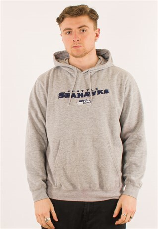 VINTAGE GREY NFL SEATTLE SEAHAWKS HOODIE PULLOVER LARGE
