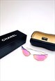 CHANEL SUNGLASSES PINK RIMLESS UPSIDE DOWN PEARL 4053
