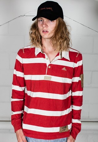 VINTAGE ADIDAS STRIPED POLO RUGBY SHIRT