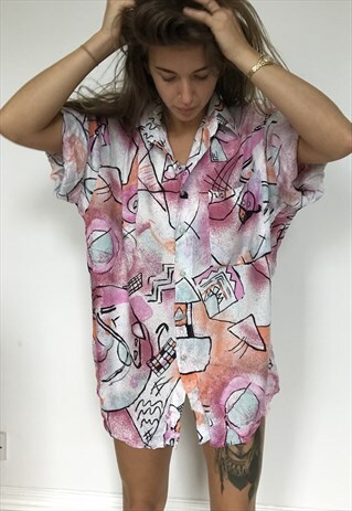 PATTERNED OVERSIZED RETRO VINTAGE UNISEX FESTIVAL SHIRT